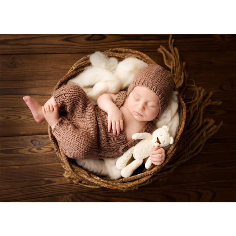 Aperturee - Brauner Brettbodenhintergrund für Babyfotografie
