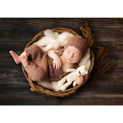 Aperturee - Dunkle Farbe Babyfotografie Holzboden Hintergrund