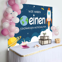 Rakete Raum Erste Geburtstag Party Hintergrund