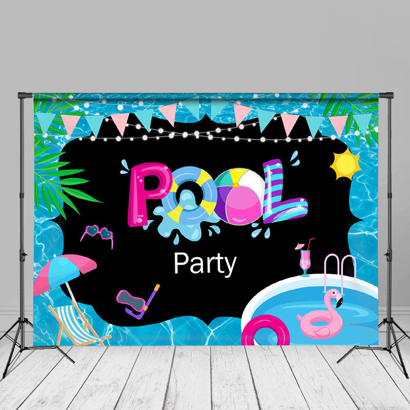 Aperturee - Pool Ring mit farbiger Flagge Sommer Hintergrund für Partys