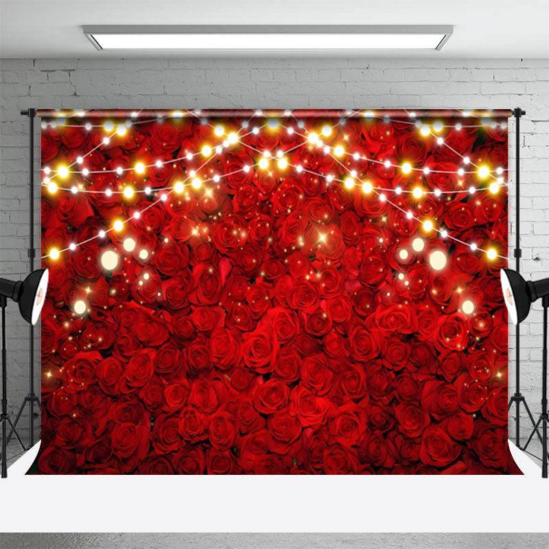 Aperturee - Rote Rosen glitzern im hellen Valentinstag Hintergrund