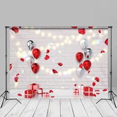 Aperturee - Roter Ballon Geschenk Ziegelstein Valentinstag Foto Hintergrund