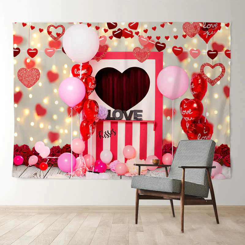 Aperturee - Ballon Herz Flagge Kreuz Happy Valentine Hintergrund