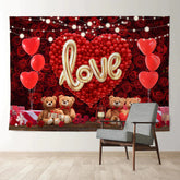 Aperturee - Roter Ballon Herz Teddy Rosen Valentinstag Hintergrund