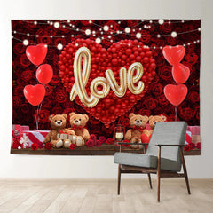 Aperturee - Roter Ballon Herz Teddy Rosen Valentinstag Hintergrund