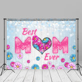 Aperturee - Best Mom Diamant Blumenhintergrund aus Holz mit Bokeh Motiv zum Muttertag