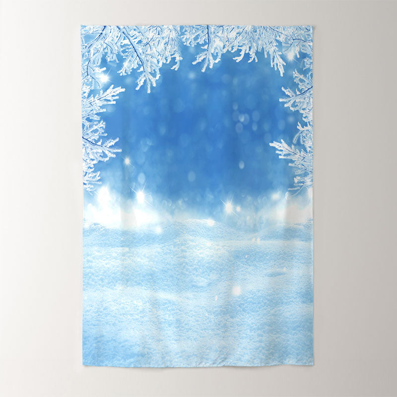 Aperturee - Blauer Winter Fotohintergrund Frozen World für Partys