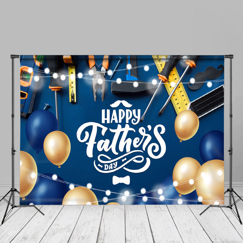 Aperturee - Blaugoldene Luftballons Werkzeugleuchte Hintergrund zum Vatertag