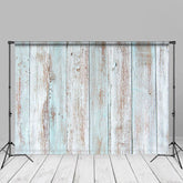 Aperturee - Blauer Whitewish melierter Retro Holz Fotohintergrund
