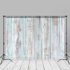 Aperturee - Blauer Whitewish melierter Retro Holz Fotohintergrund