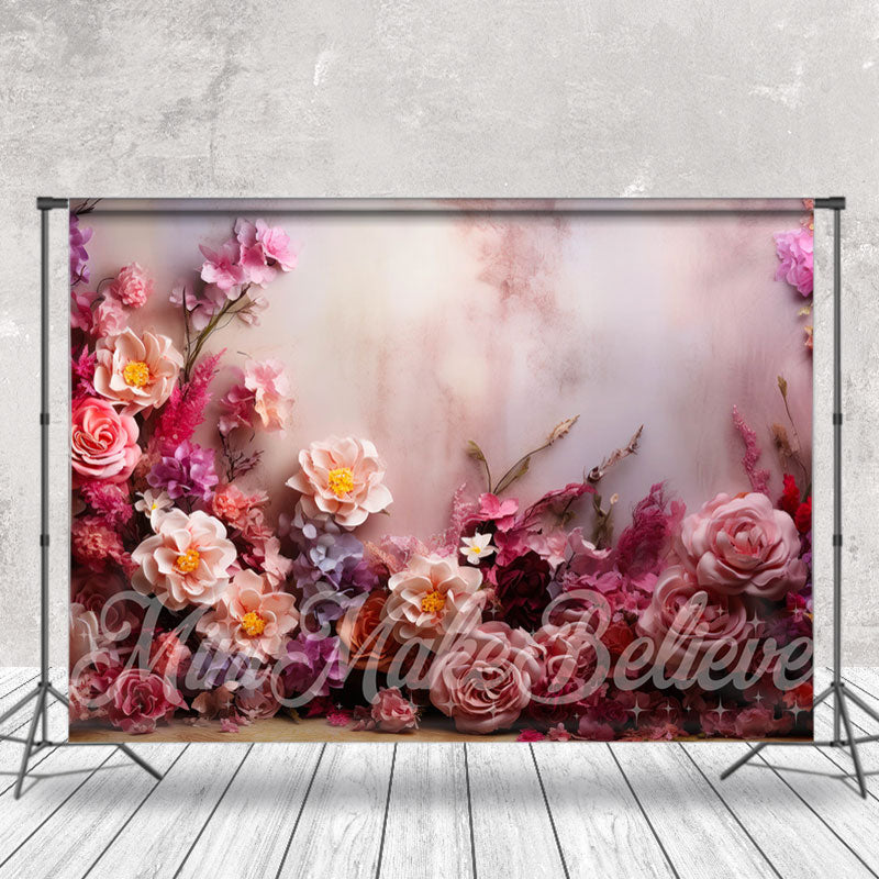 Aperturee - Helle, farbenfrohe, florale, weiße Wand Kunstkulisse