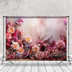 Aperturee - Helle, farbenfrohe, florale, weiße Wand Kunstkulisse