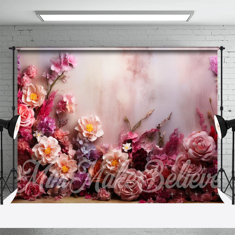 Aperturee - Helle, farbenfrohe, florale, weiße Wand Kunstkulisse