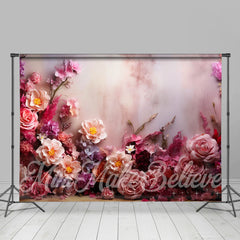 Helle, farbenfrohe, florale, weiße Wand Kunstkulisse