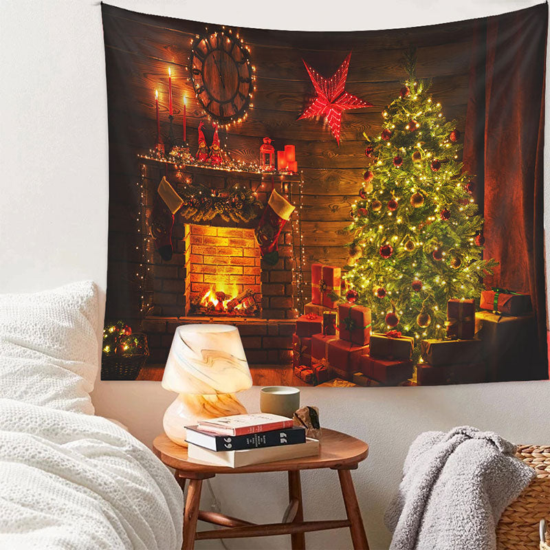 Aperturee - Hütte roter Stern Baum Kamin Weihnachtskulisse
