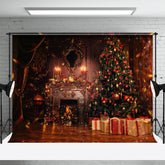 Aperturee - Weihnachtsbaum Kamin Vintage Fotohintergrund