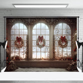Aperturee - Weihnachtsbaum Kranz Bowknot Fenster Portrait Hintergrund