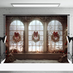 Aperturee - Weihnachtsbaum Kranz Bowknot Fenster Portrait Hintergrund