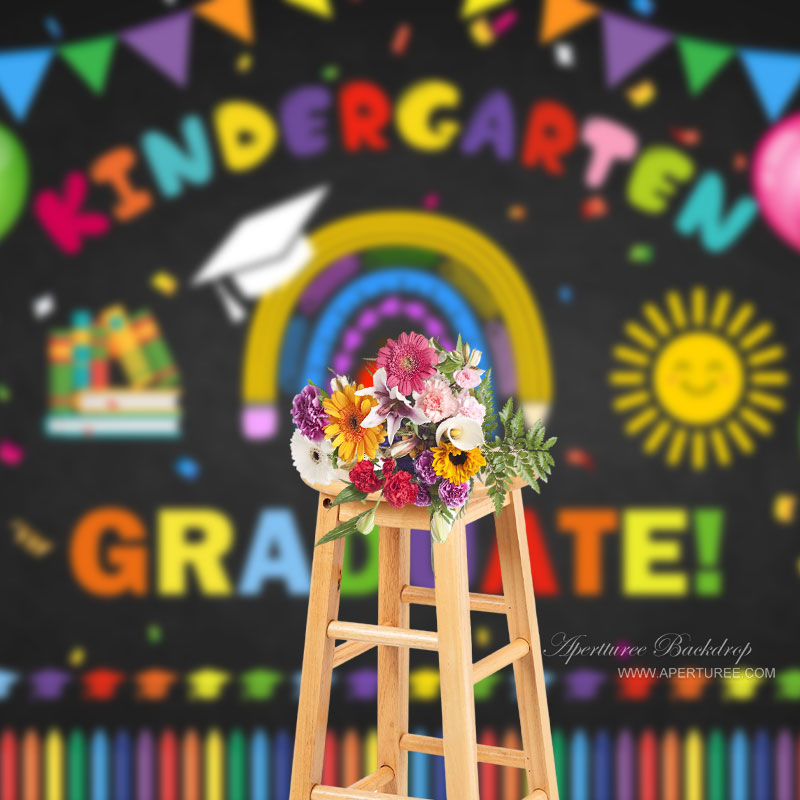 Aperturee - Bunter Ballon Kreide Kindergarten Absolventen Fotohintergrund