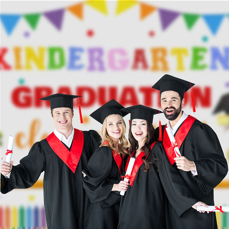 Aperturee - Farbenfroher Sationeries Kindergarten Fotohintergrund für Absolventen