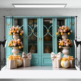 Aperturee - Cyan Fenster und Parterre Eier Geschenke Osterhintergrund