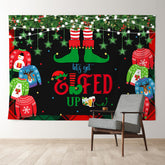 Aperturee - Elfed Up bunter Pullover schwarzer Weihnachtshintergrund