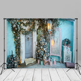 Aperturee - Verzauberter blauer Haus Weihnachtsbaum Fotohintergrund