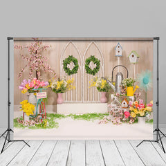 Aperturee - Garten Blumen Rustikaler Frühlingshintergrund aus Holz für Fotos