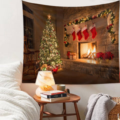Aperturee - Roter Geschenkvorrat Baum Kamin Weihnachtshintergrund