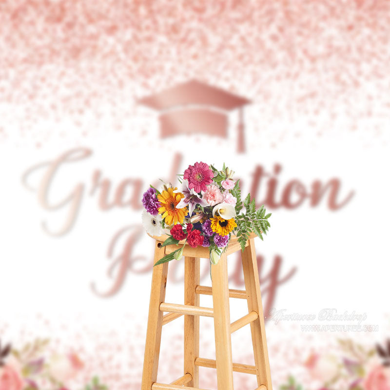 Aperturee - Glitzer Rosa Blumen Absolventen Party Fotografie Hintergrund