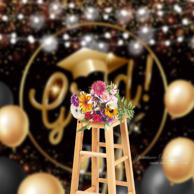 Aperturee - Gold Schwarz Glitzer Ballon Licht Grad Fotohintergrund