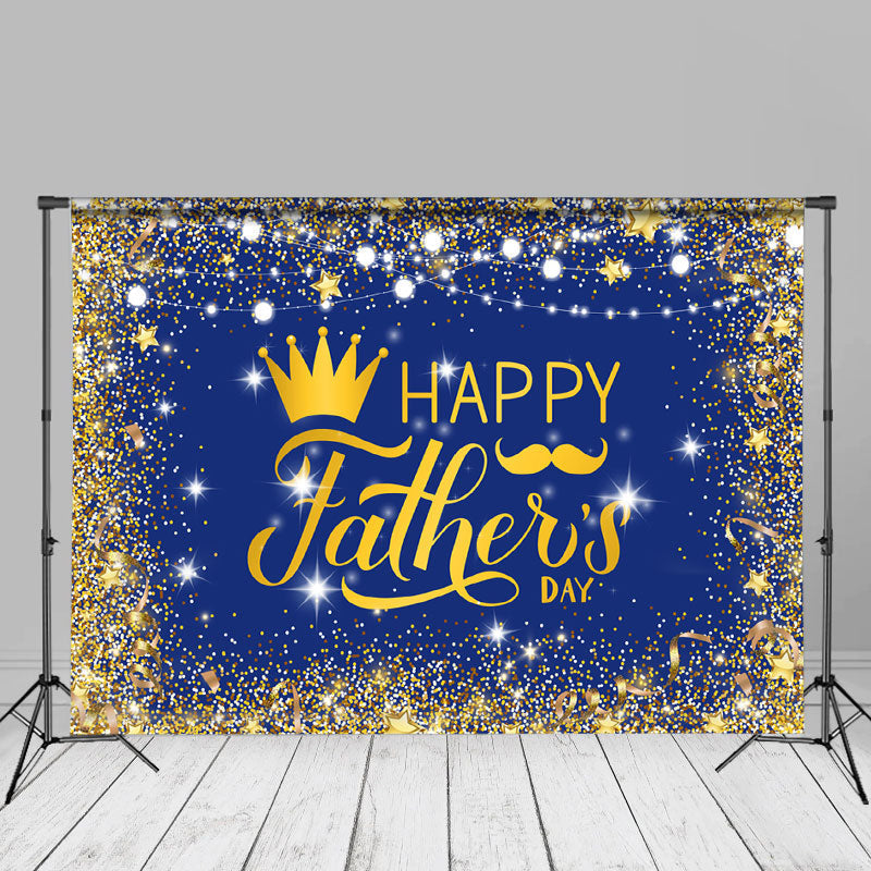 Aperturee - Gold glitzernder blauer Vatertagsparty Fotohintergrund