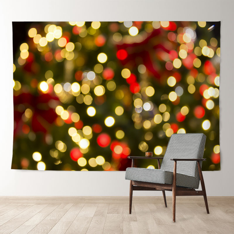 Aperturee - Goldroter heller Bokeh Punkt grüner Weihnachtshintergrund