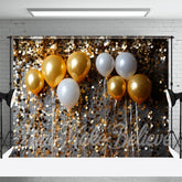 Aperturee - Goldene Pailletten Luftballons weihnachtlicher Fotohintergrund