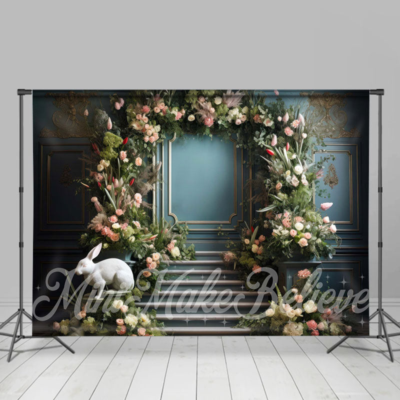 Aperturee - Grüne Pflanze Blumen Kaninchen Skulptur Ostern Hintergrund