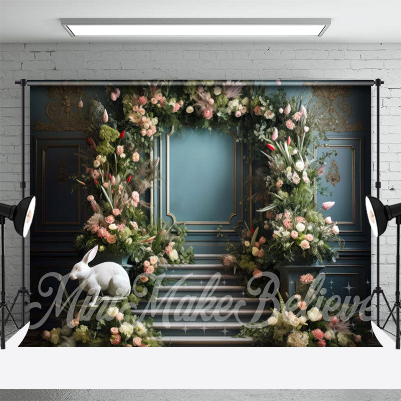 Aperturee - Grüne Pflanze Blumen Kaninchen Skulptur Ostern Hintergrund