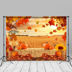Aperturee - ApertureeHaymow Scarecrow Red Maples Gold Rye Herbsthintergrund