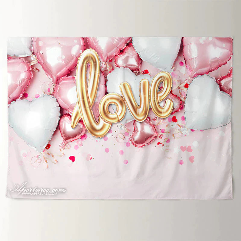 Aperturee - Herz und Liebesballon glücklicher Valentinstag Hintergrund