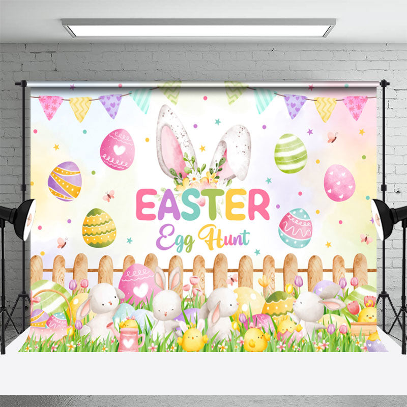 Aperturee - Eiersuche Kaninchen Pflanzen Holzzaun Ostern Hintergrund