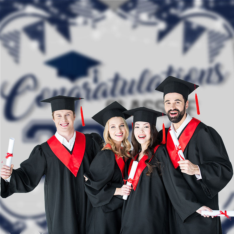 Aperturee - Indigo White Stripe Bokeh 2023 Grad Photo Booth Hintergrund