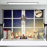 Aperturee - Nachtfenster Weihnachtsmann Kerze Mond Weihnachtskulisse