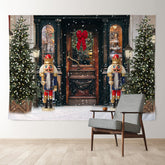 Aperturee - Nussknacker Tür Vintage Bäume Weihnachtshintergrund