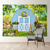 Aperturee - Outdoor Cowboy Blumenkaninchen Fröhliche Ostern Hintergrund