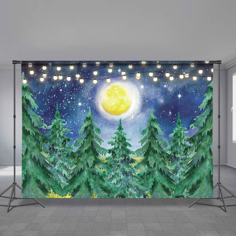 Aperturee - Malerei Wald Mond Nachtlicht Winter Hintergrund