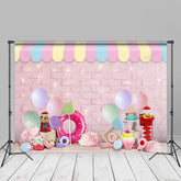 Aperturee - Rosa Ballon Süßigkeits Ziegelstein Geburtstagskuchen Smash Hintergrund