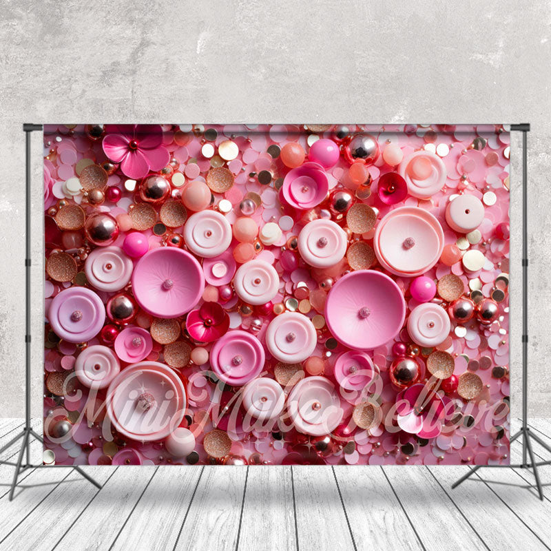 Aperturee - Rosa goldene Pailletten förmige Blumen, Kunsthintergrund