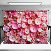 Aperturee - Rosa goldene Pailletten förmige Blumen, Kunsthintergrund