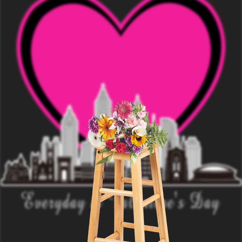 Aperturee - Rosa Herz Stadtgebäude Valentinstag Hintergrund