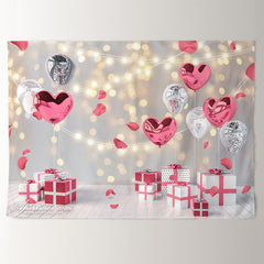 Aperturee - Rosa silberne Herzballons heller Valentinstag Hintergrund