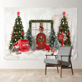 Aperturee - Rote Briefkastentür beige Wand Weihnachtskulisse